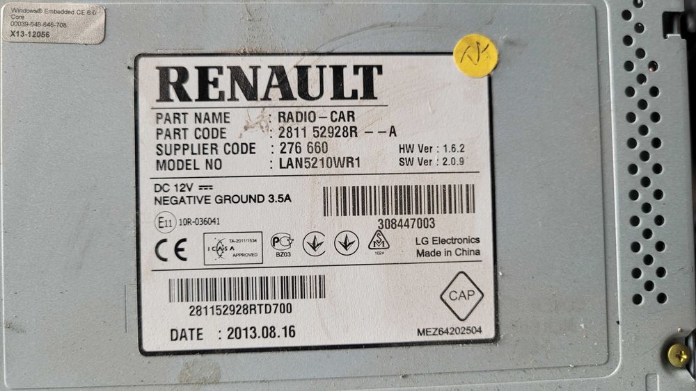 Wyświetlacz radio ekran nawigacja monitor Renault Clio IV 2811/52928R