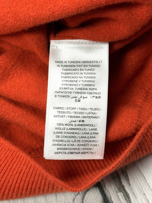 Gant Wełniany Sweter w Serek Męski Logo na Piersi Super Fine Lambswool