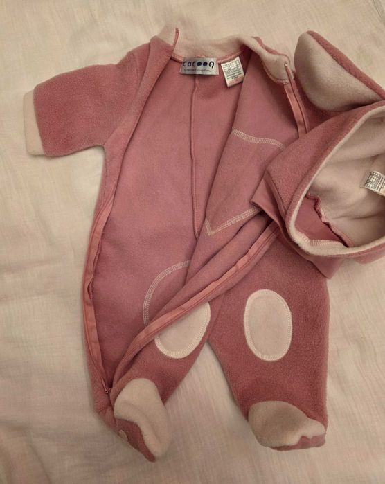Macacão e gorro para Bebé Menina Coelhinha 50 cm. COCOON Novo