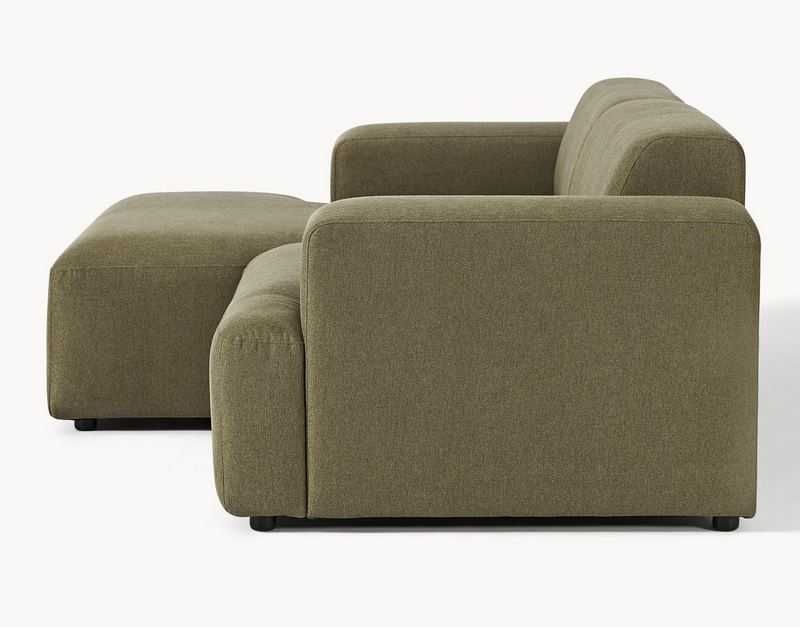 Sofa narożna 3-os lewostronna Melva oliwkowozielona 238x143x75cm