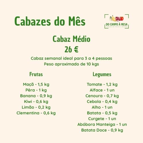 Cabazes de fruta e legumes frescos