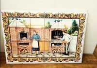 Azulejos Imagem Forno a Lenha Tradicional 90x60cm Quadro Painel Almoço