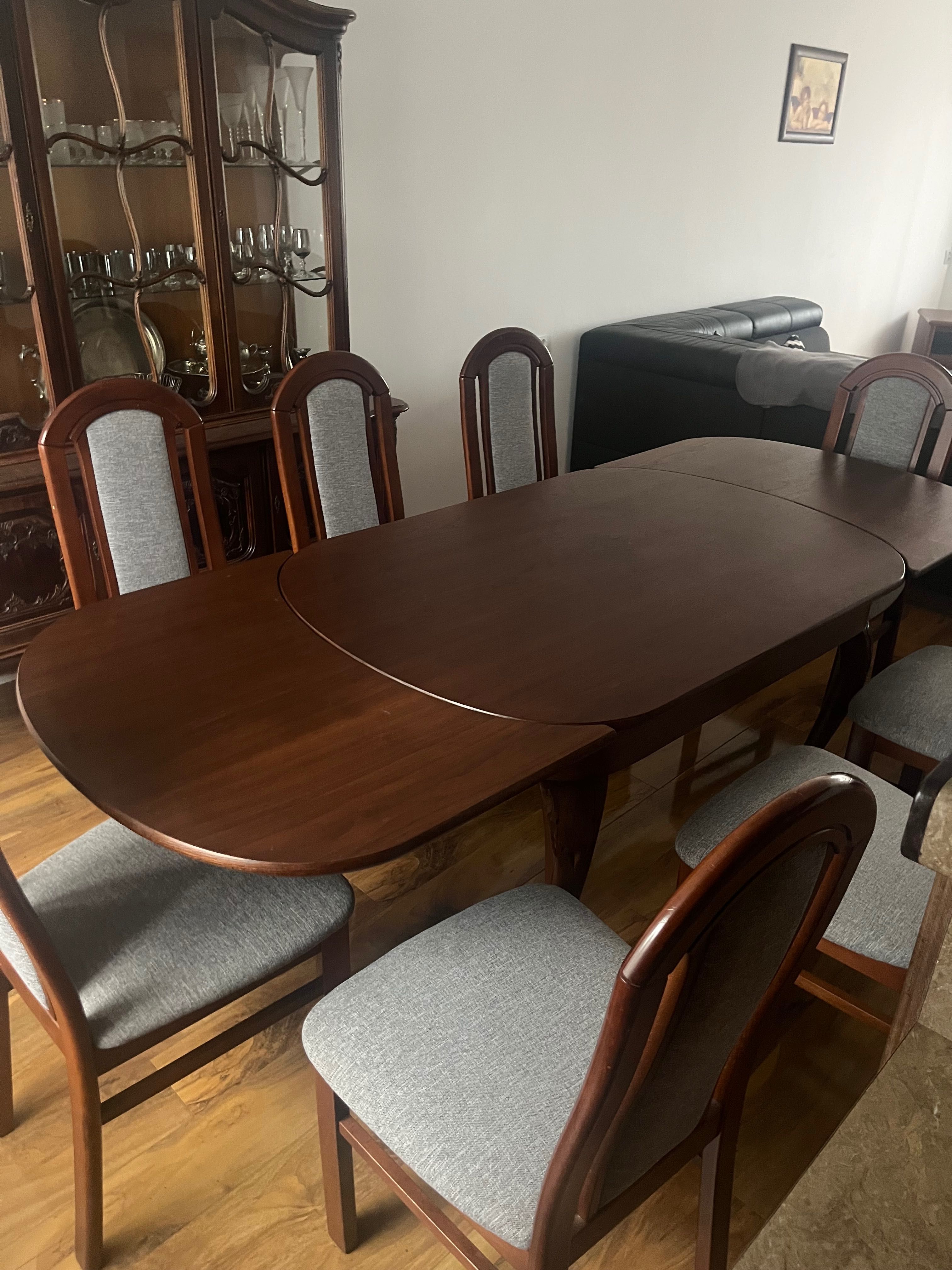 Stół rozkładany drewniany + 8 krzeseł