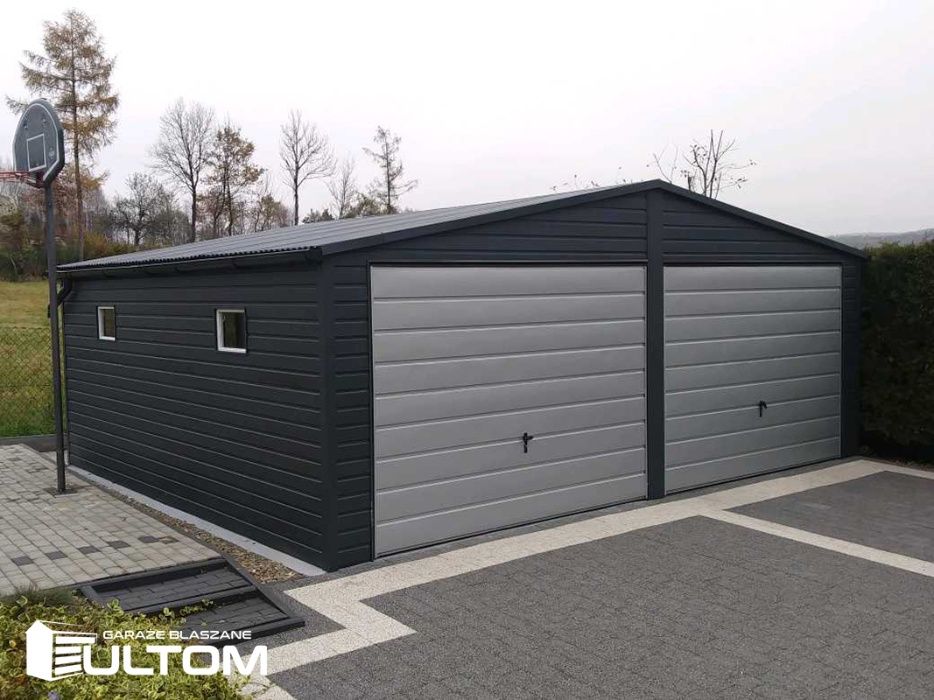 Garaż blaszany z profili  blaszak 5x5 drewnopodobny