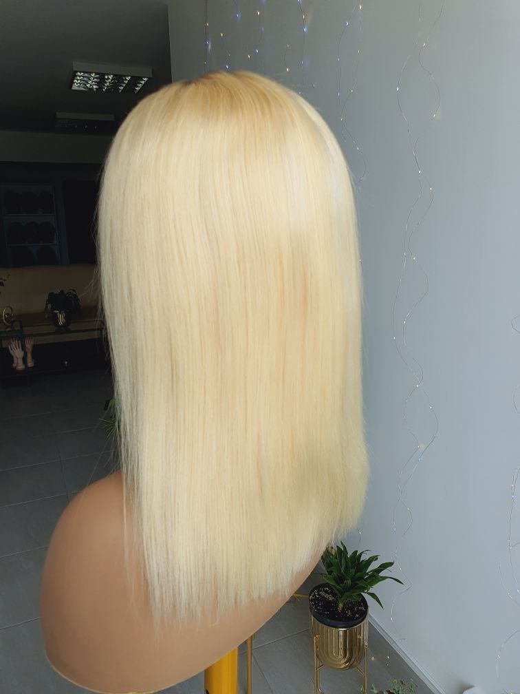 Włosy natutlane blond z odrostem peruka lace front 40 cm