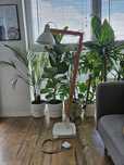 Lampa drewniana stojaca, design , loft, wystrój wnętrz