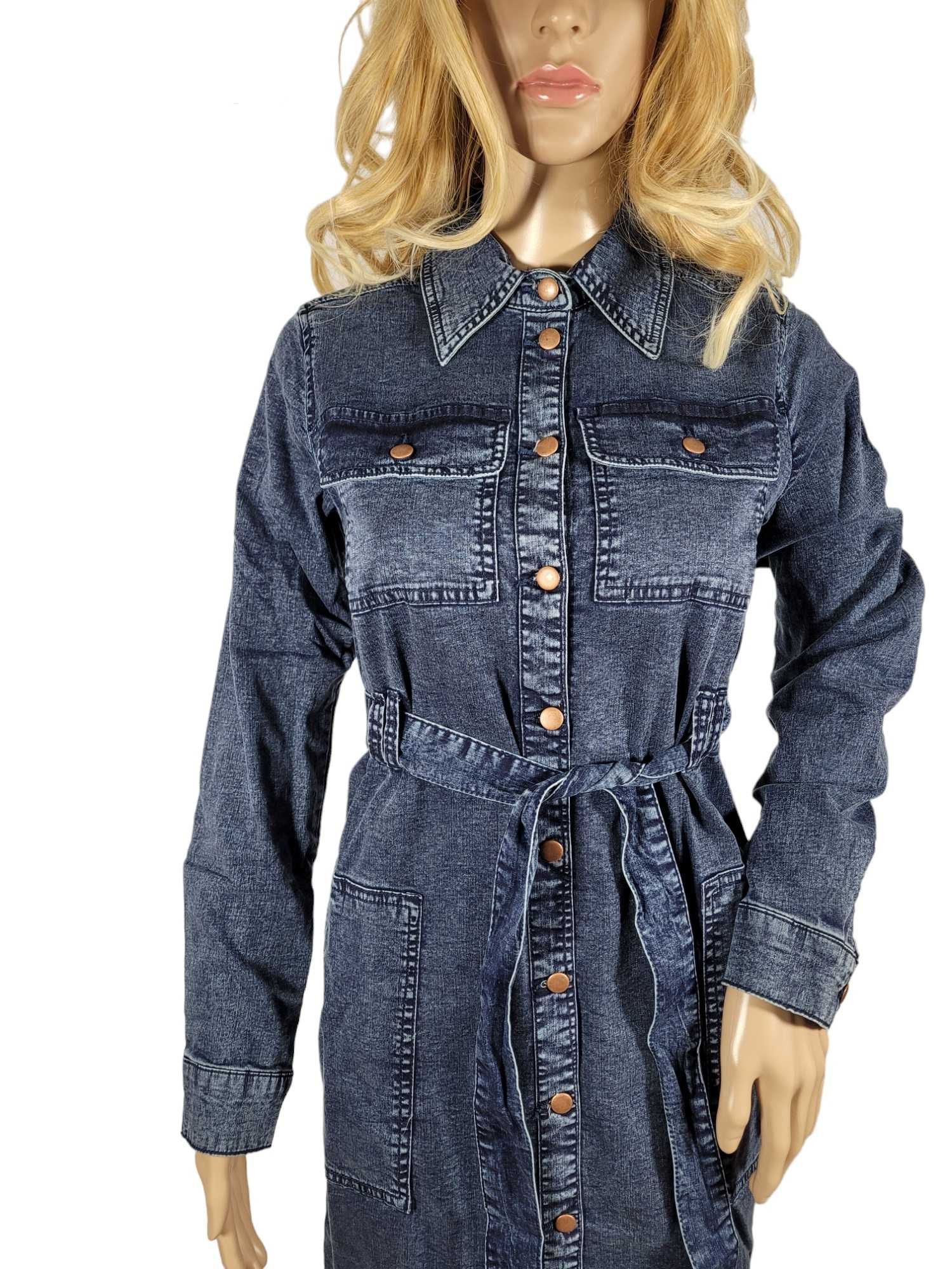 Nowa jeansowa sukienka szmizjerka 34,XS/36,S BonPrix BPC guziki