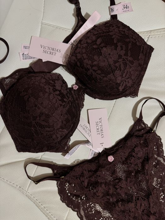 Komplet Dream Angels Biustonosz Push up koronkowy Victoria’s Secret