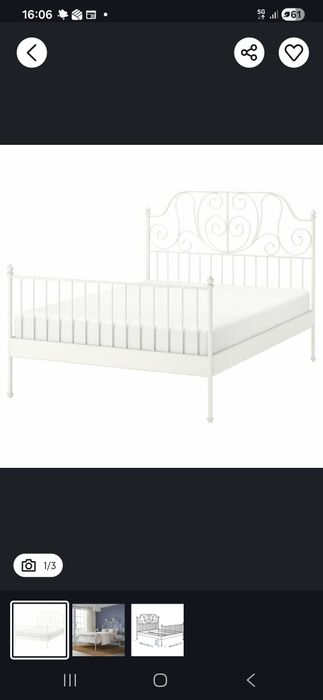 Cama Casal Branca em Ferro