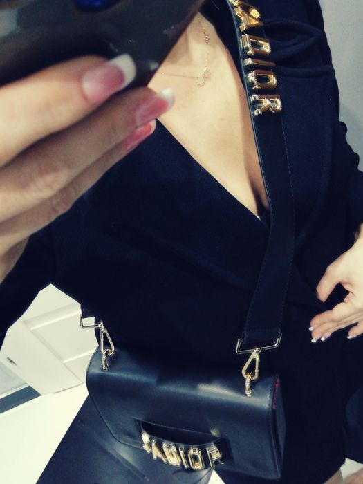 Torebka klasa Dior J'adior klasyk czarna kopertówka złote logo