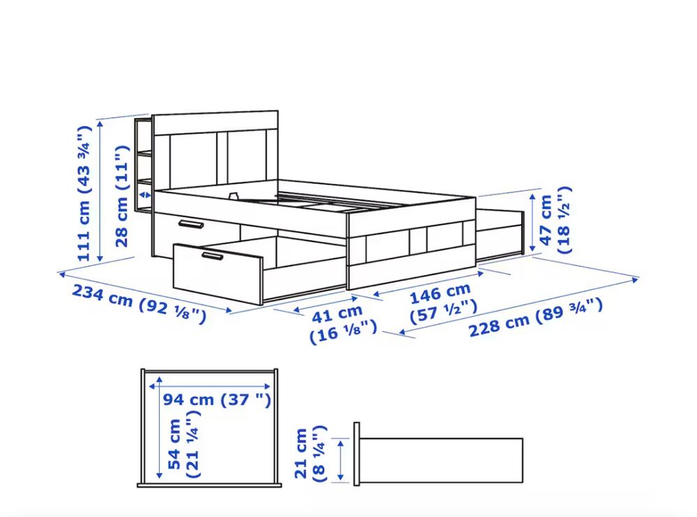 Białe łóżko IKEA BRIMNES 140x200cm