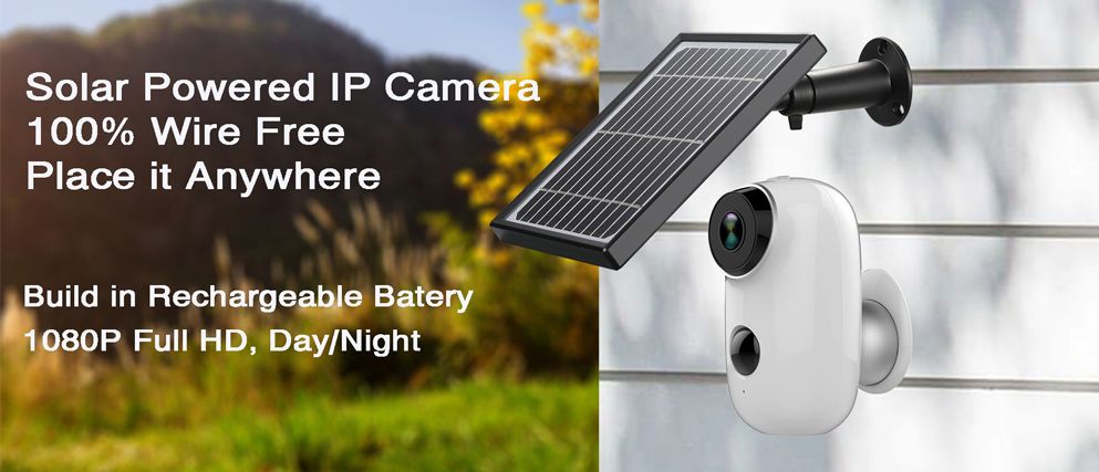 Camera Vigilância Exterior Painel Solar 1080P Sem Fio Wireless Bateria