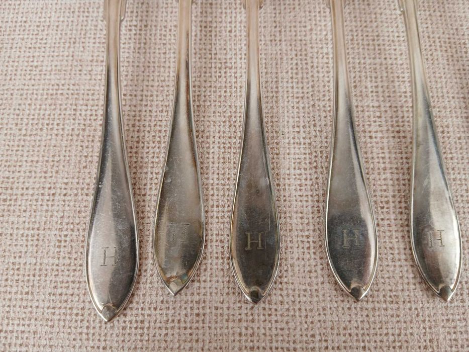 Zestaw 12 widelców Prima NS ALP Szwecja Posrebrzane 19 cm Inicjał H