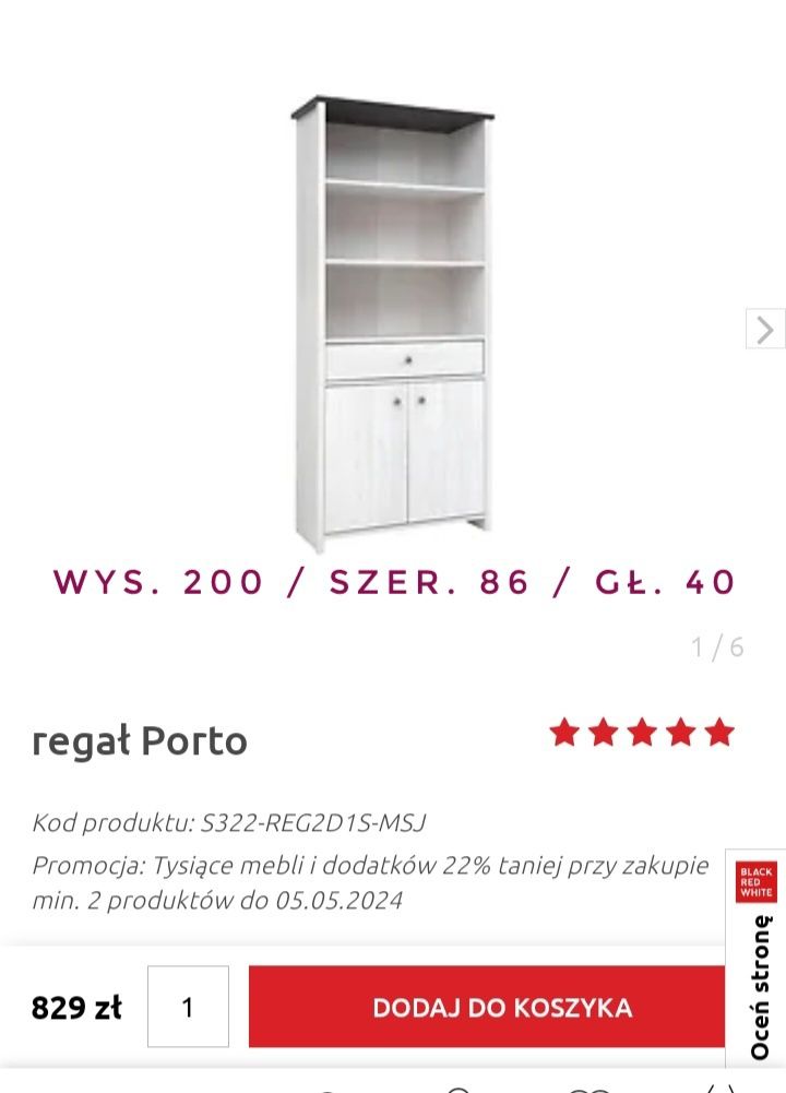 Zestaw mebli BRW Porto - regał, biurko, komoda, półka