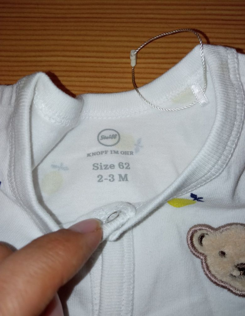 Pajacyk śpiochy niemowlęce Steiff rozm 62