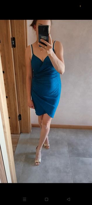 Seksowna sukienka na wesele  z brokatem S