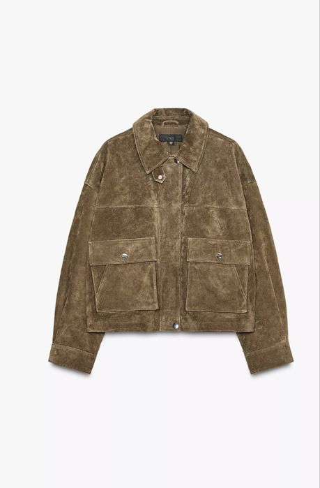 Куртка-бомбер Zara з натуральної шкіри, в наявності С