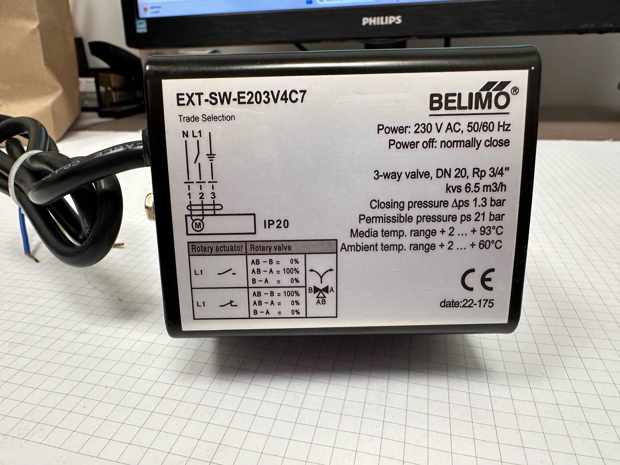 zawór trójdrogowy z siłownikiem SRQ3d 3/4" BELIMO