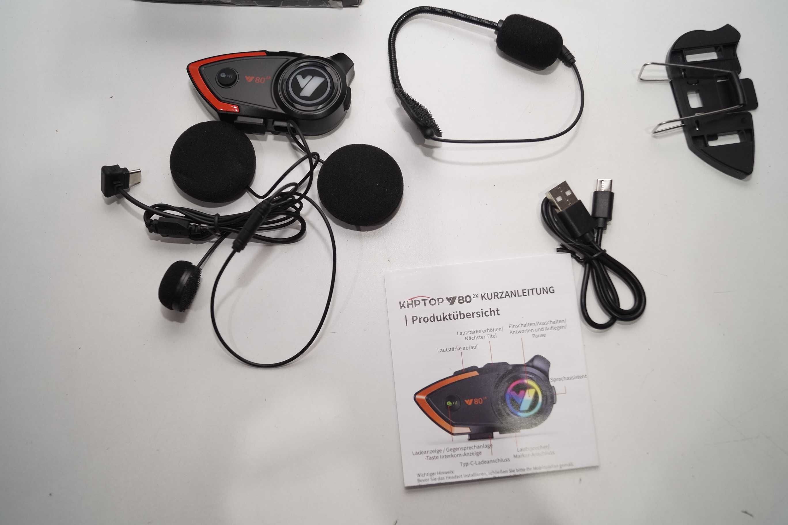 Interkom motocyklowy zestaw słuchawkowy HELMET V80 2X bluetooth 5.3