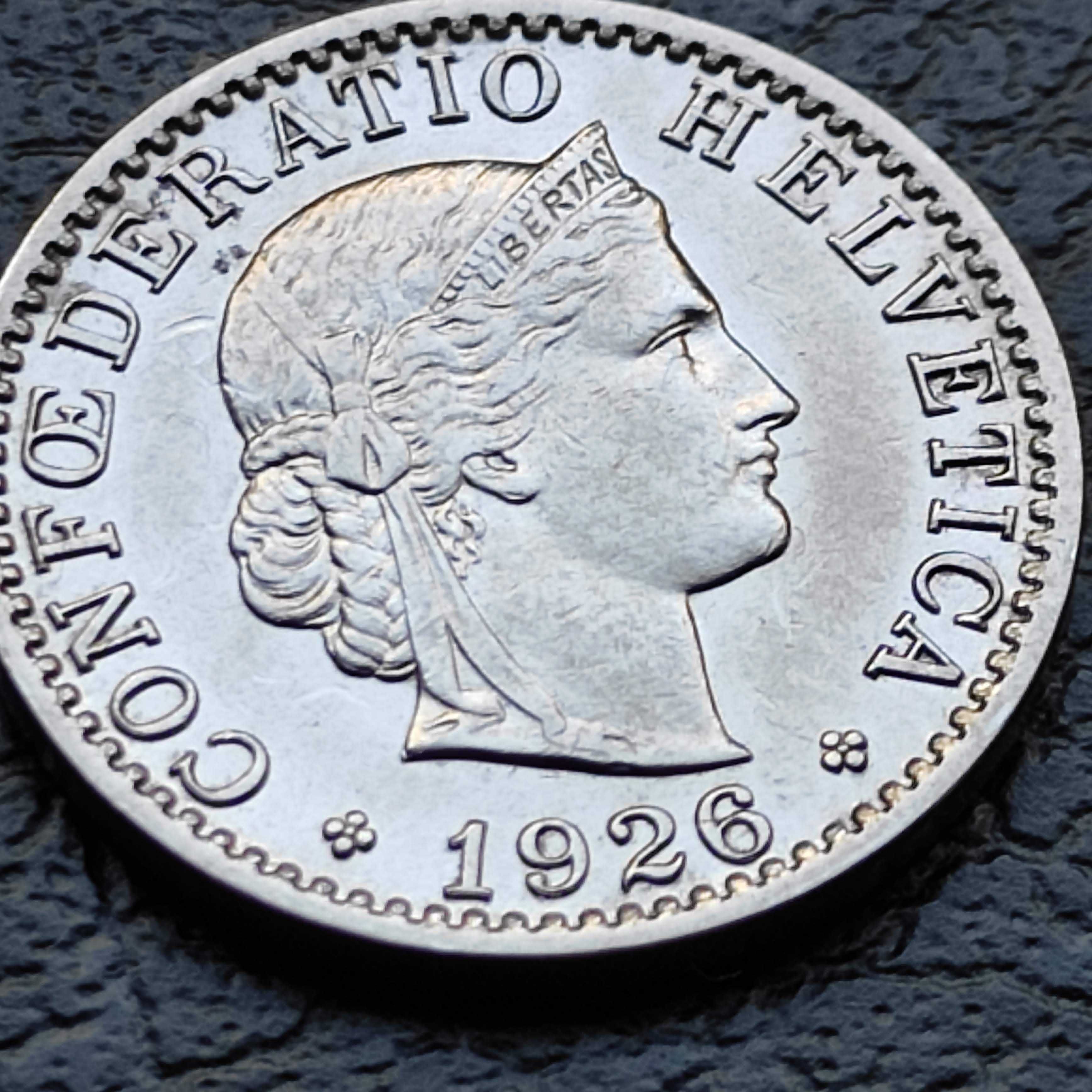 Moneta Szwajcaria 20 rappen, 1926 r.