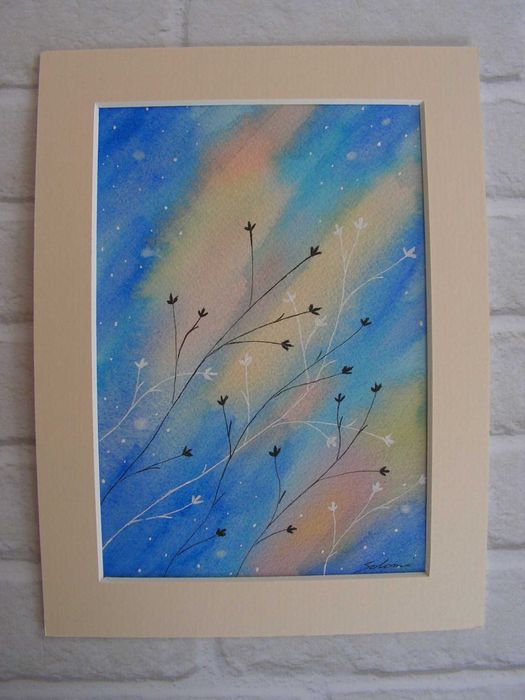 Akwarela "Blask poranka" - oprawiona