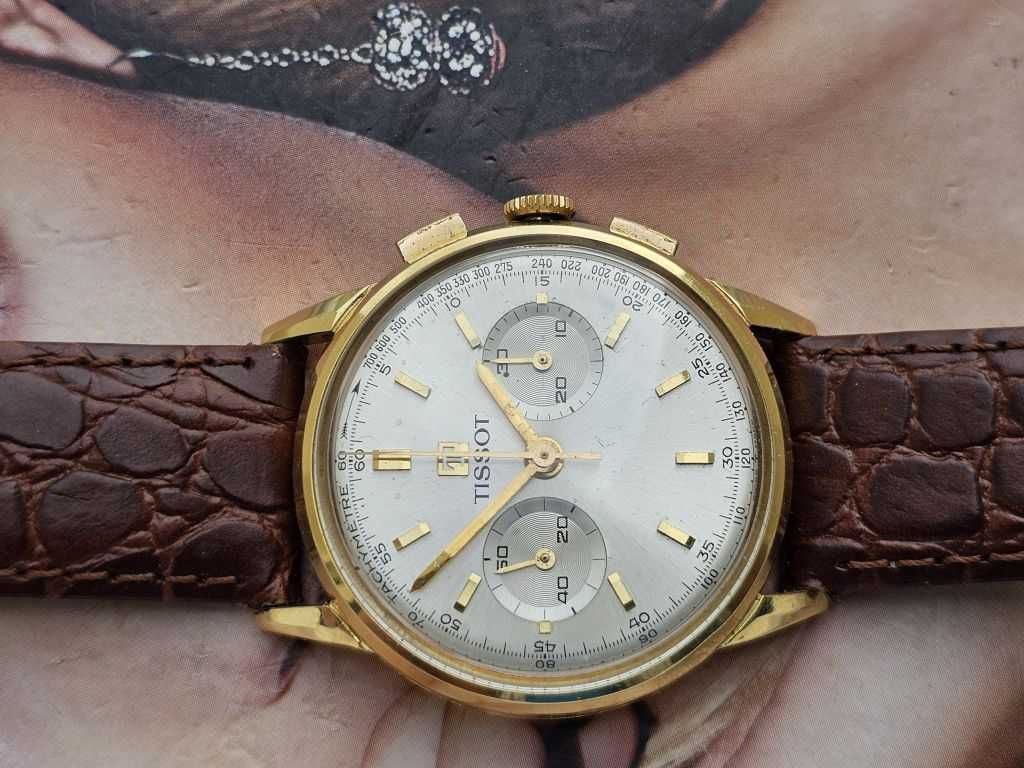 Złoty Tissot Chrono vintage 1947 lite złoto 18K