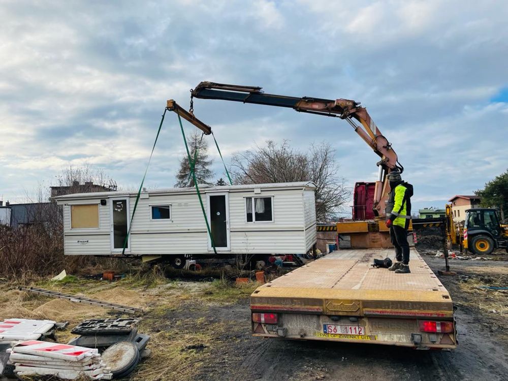 Hds transport, tiefbett, platforma, domki holenderskie niskopodwozie