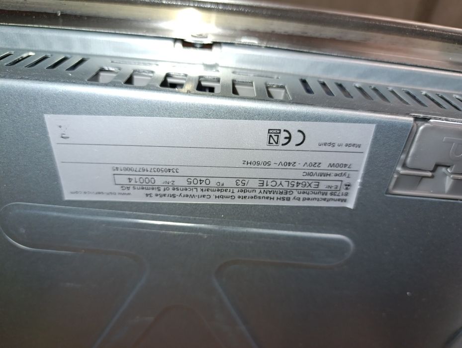 Płyta indukcyjna Siemens EX645LYC1E Części IQ 700