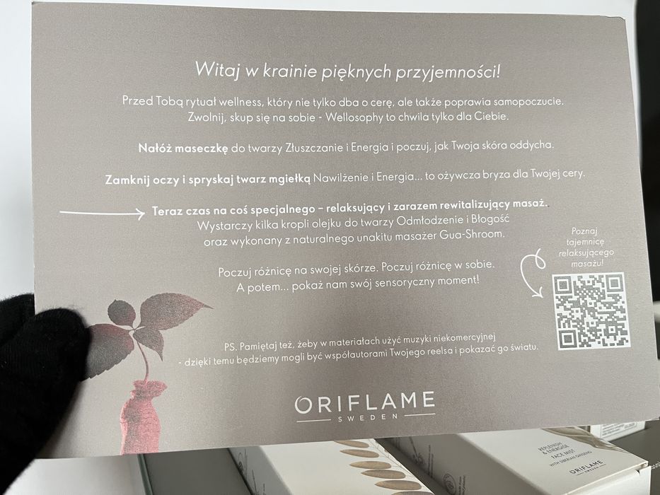 Prezentowy zestaw Oriflame Wellosophy maseczka, mgiełka olejek nowe