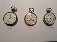 3 Relógios de Homem em Caixa de Prata Antigos a Funcionar