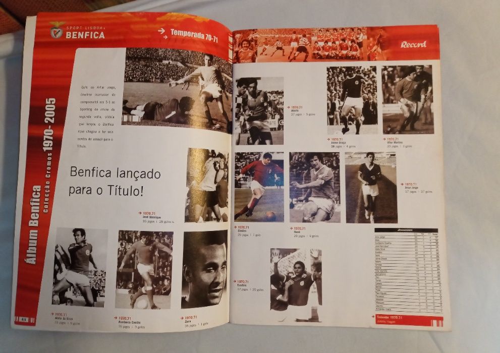 Álbum Benfica 1970 a 2005 Caderneta