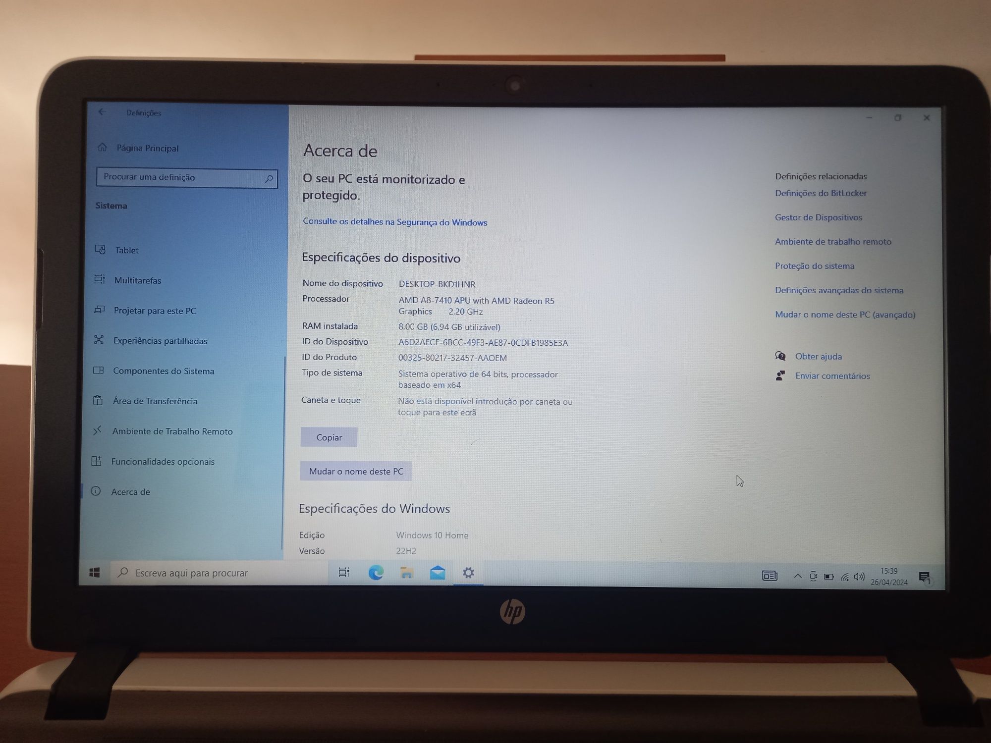 HP Pavillion Notebook Modelo 15-ab106np