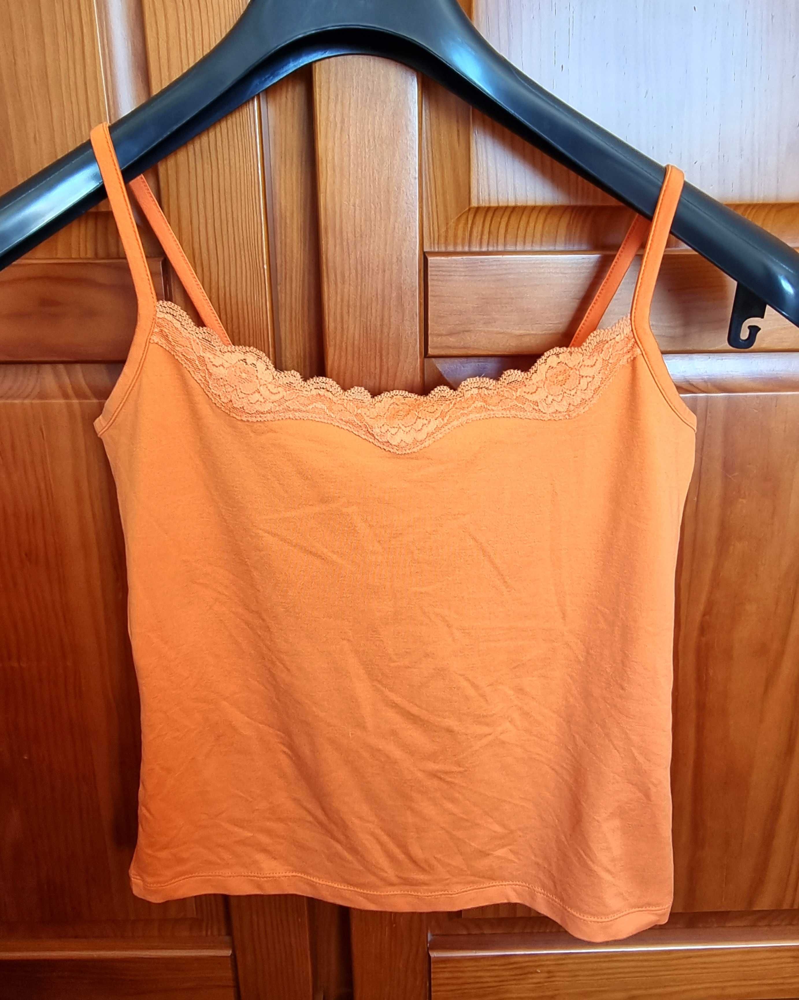Top laranja com renda Obsession, tamanho XS