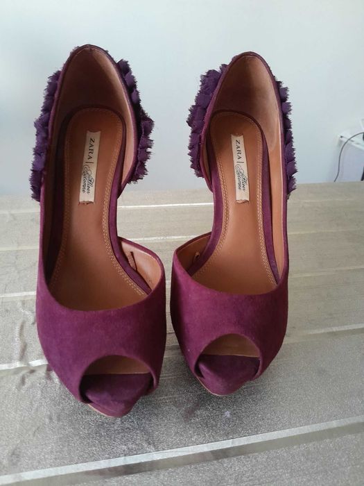 Sapatos bordeaux Zara 39 com plataforma