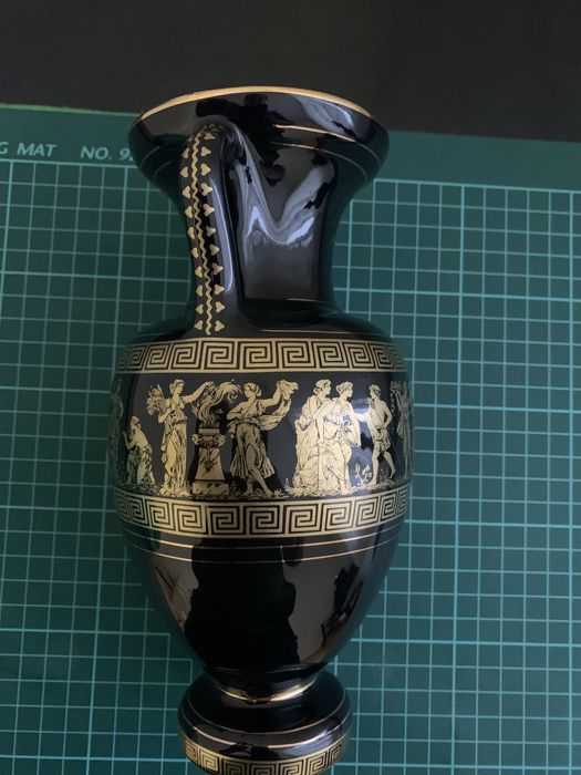 Ваза - Амфора Кобальт Позолота 24 Карата Фарфор Греция