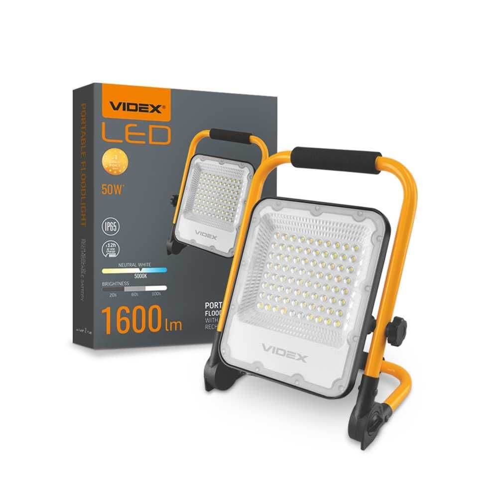 Аккумуляторный LED прожектор PREMIUM VIDEX F2A 50W 5000K