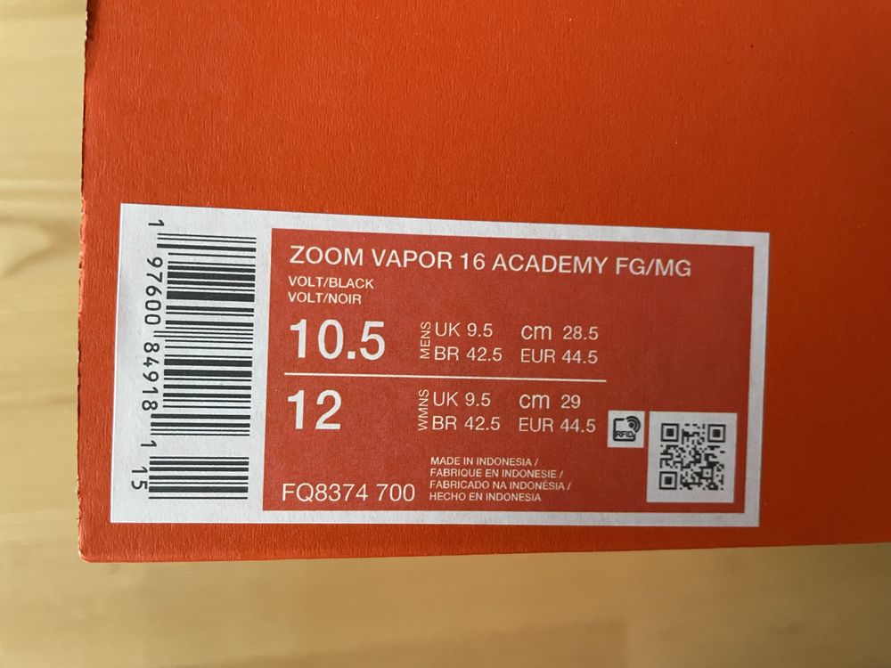 Korki Nike Zoom Vapor 16 Academy FG/MG 44,5 limonkowe