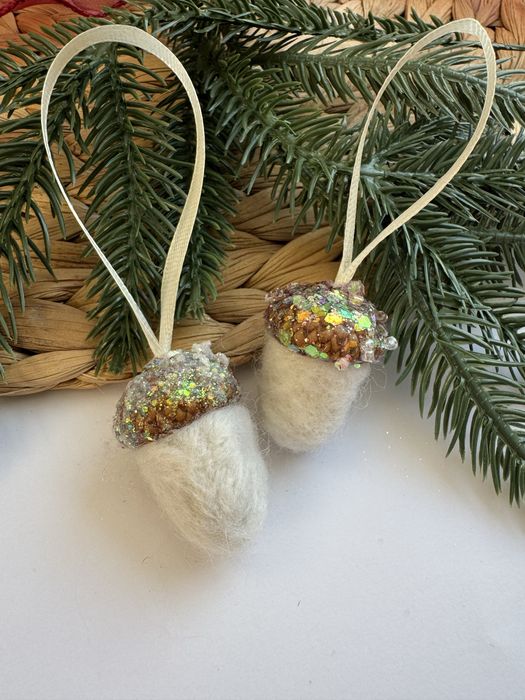 Urocze żołędzie na choinkę – komplet 2 szt, prezent świąteczny