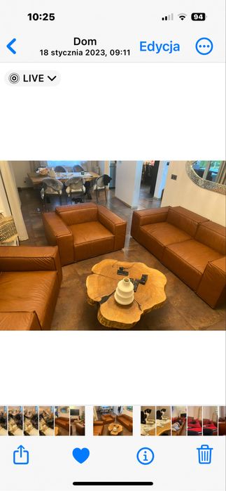 Komplet skorzany Caya Design prawie nowy !