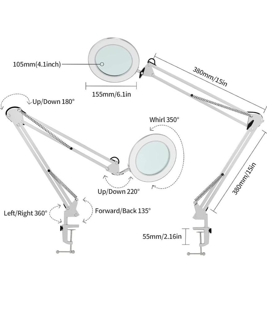 Beyamz Lampa z lupą o średnicy 105 mm z prawdziwego szkła