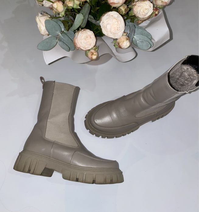 Черевики жіночі челсі бежеві зимові