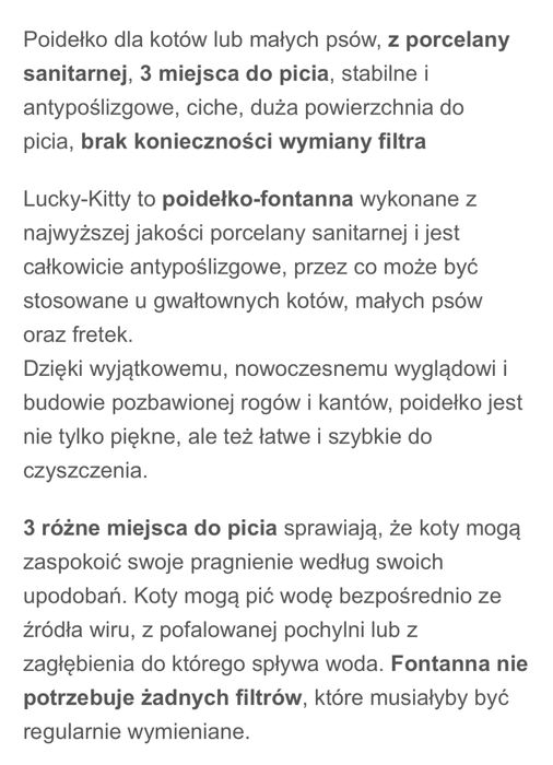 Poidełko ceramiczne/fontanna dla kota