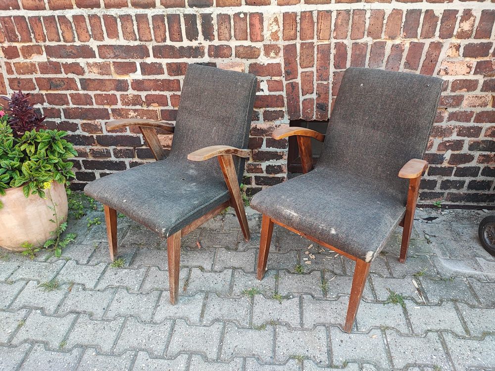 Fotel tapicerowany Puchała 300-123 PRL retro design lisek chierowski H
