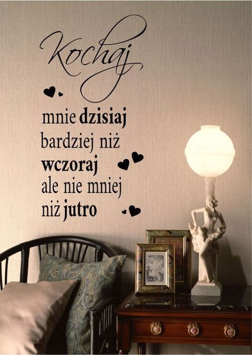Cytat ściemmy naklejka na ścianę napis KOCHAJ mnie