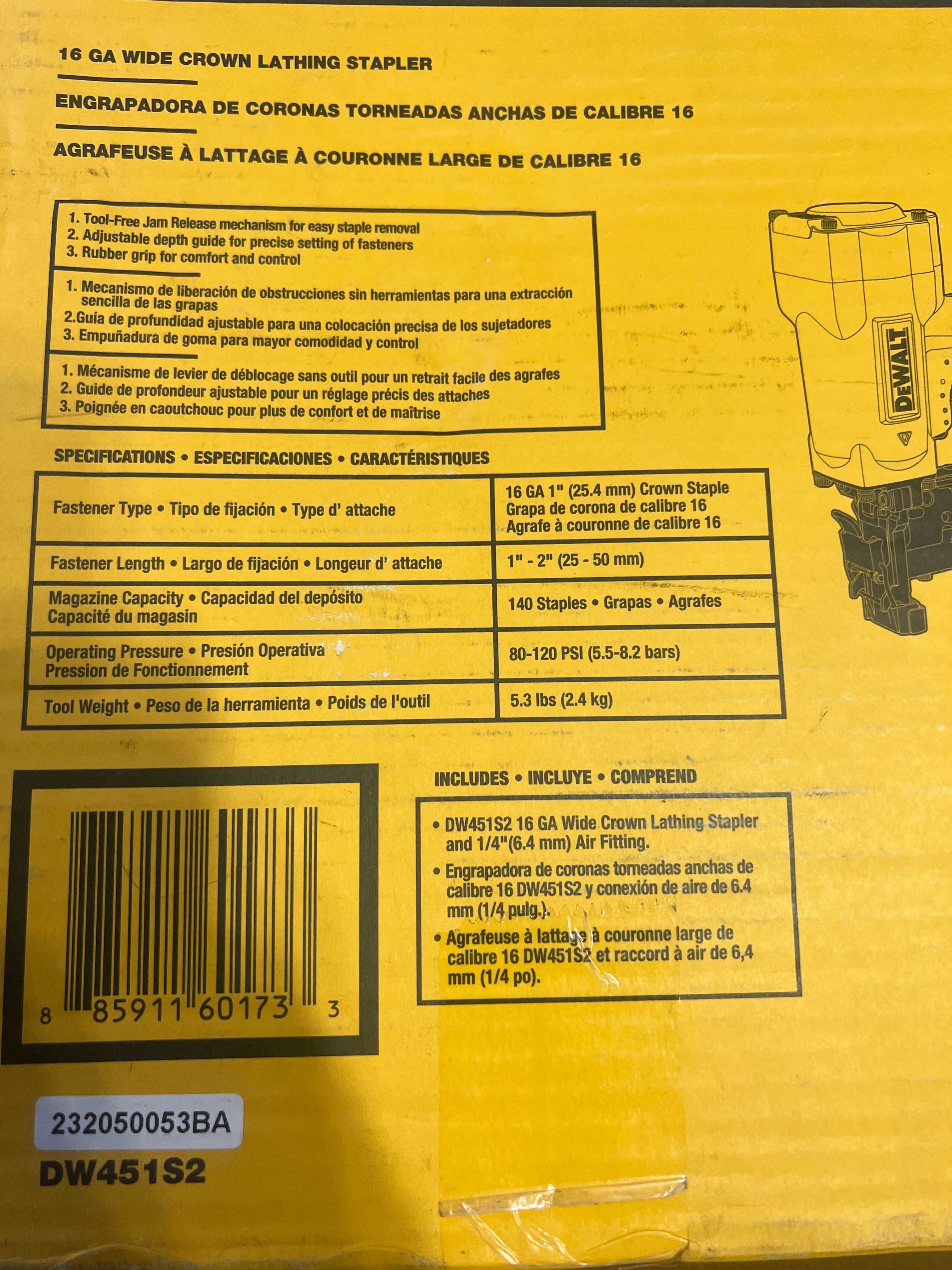 пневматичний  степлер, нейлер dewalt dw451s2 новий з США