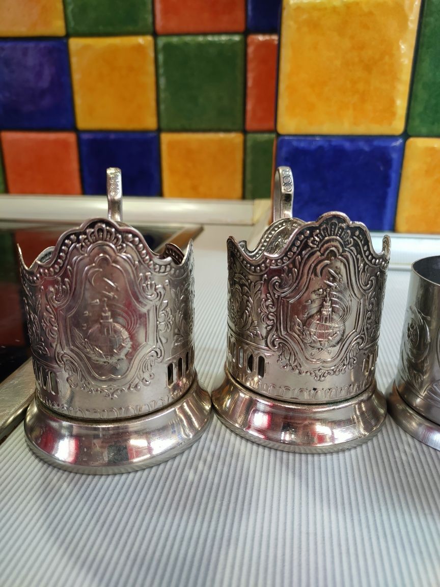 Мельхиор нержавеющие Космос Спутник подстаканник Кольчугино СССР