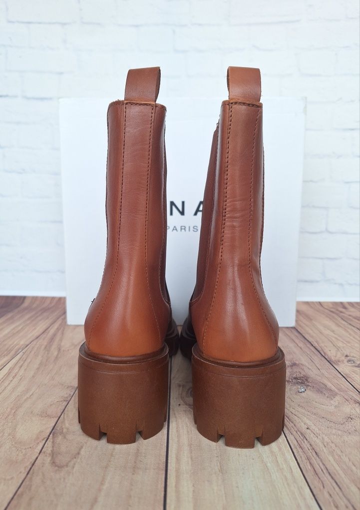 Botki damskie Jonak skóra naturalna na platforma ze skóry 38 24,5cm.