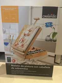 Mala de pintura com cavalete de mesa