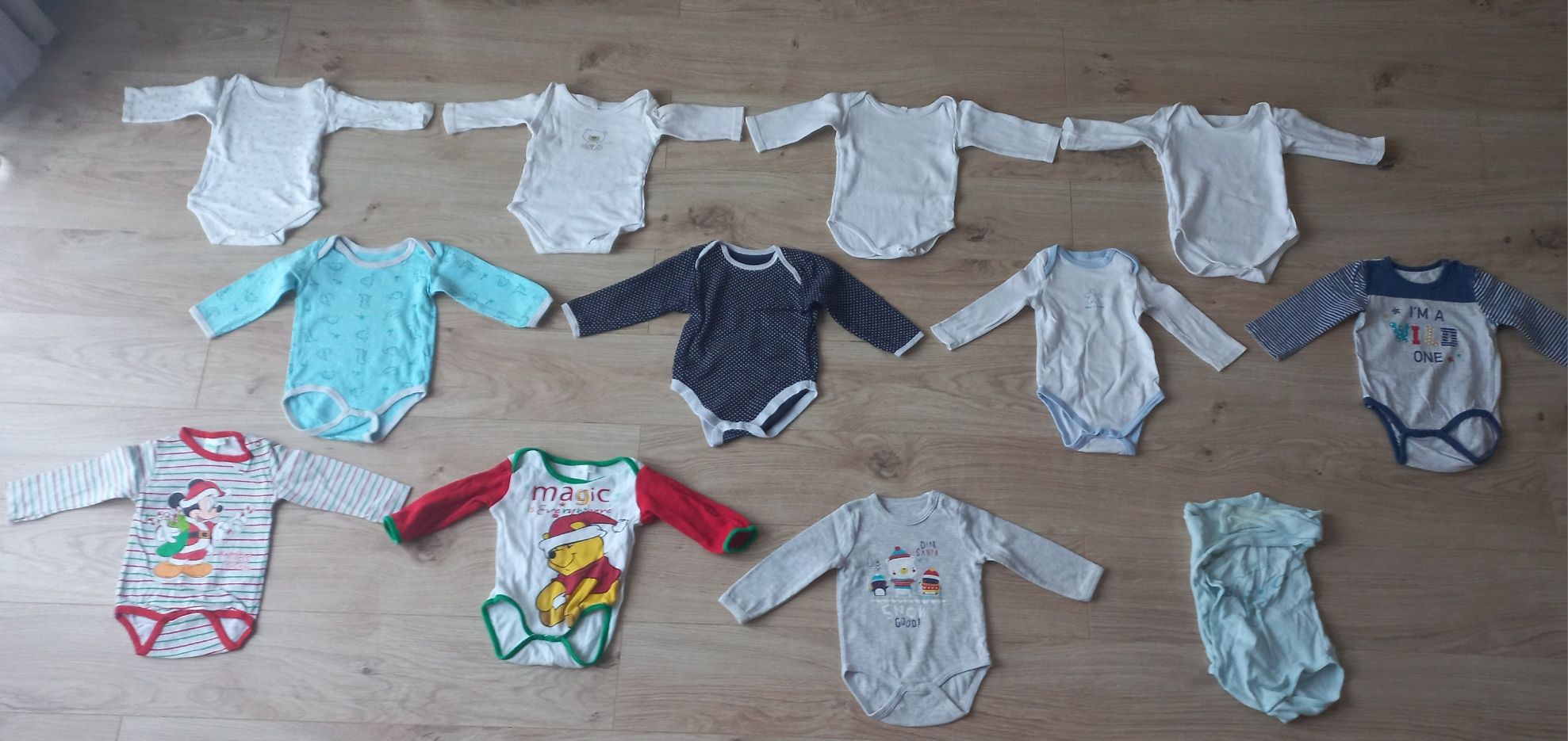 Body z długim rękawem 68/74 chłopiec 12 szt