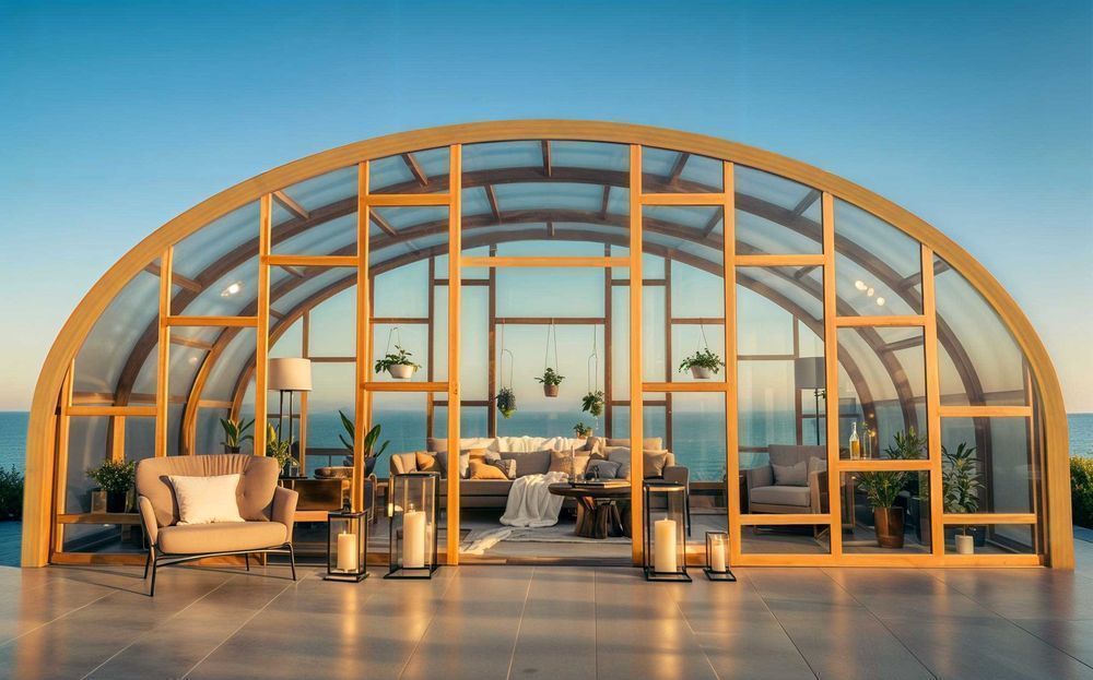 Konstrukcja drewniana- szklarnia, domek, sauna, zadaszenie basenu